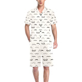 Mustache Beard Pattern Print Design 05 Men's V-Neck Short Pajama Set