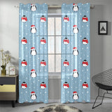 Cute penguin christmas snow pattern Gauze Curtain
