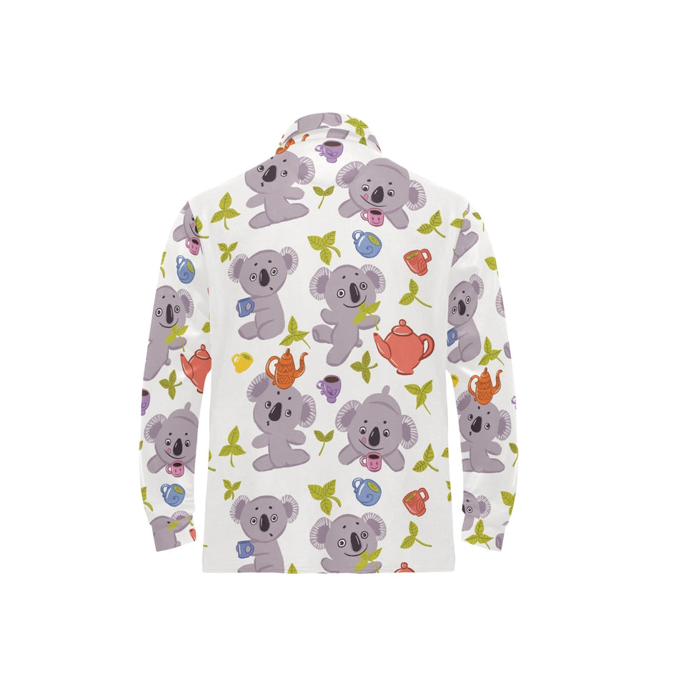 Cute koalas teapots tea Men's Long Sleeve Polo Shirt