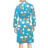 Rainbows Sky Clouds Pattern Men's Long Sleeve Belted Night Robe