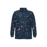 space pattern with planets, comets, constellations Men's Long Sleeve Polo Shirt