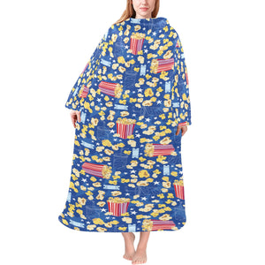 Popcorn Pattern Print Design 01 Blanket Robe with Sleeves