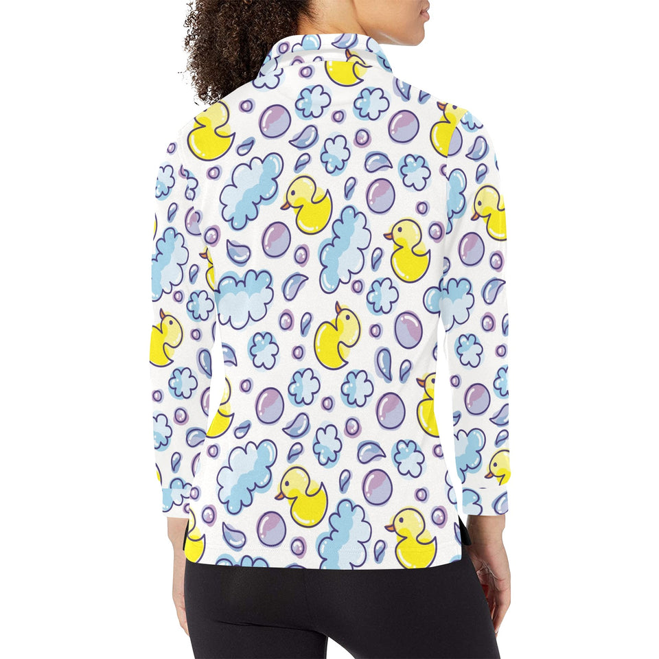 Duck Pattern Print Design 01 Women's Long Sleeve Polo Shirt