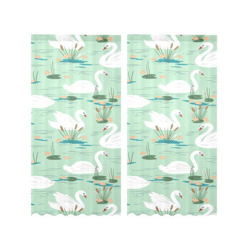 White swan lake pattern Gauze Curtain