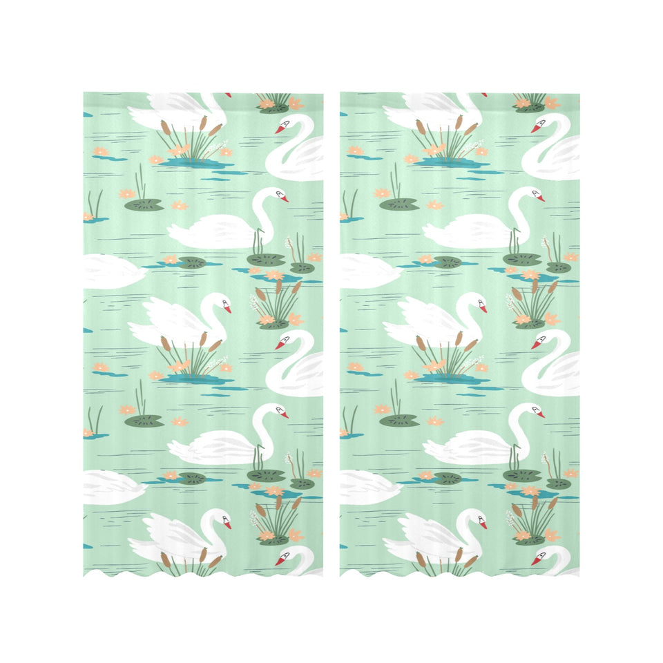 White swan lake pattern Gauze Curtain