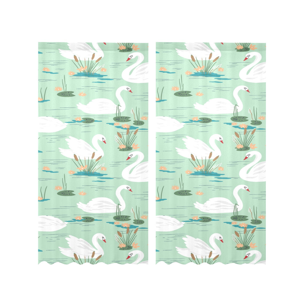 White swan lake pattern Gauze Curtain