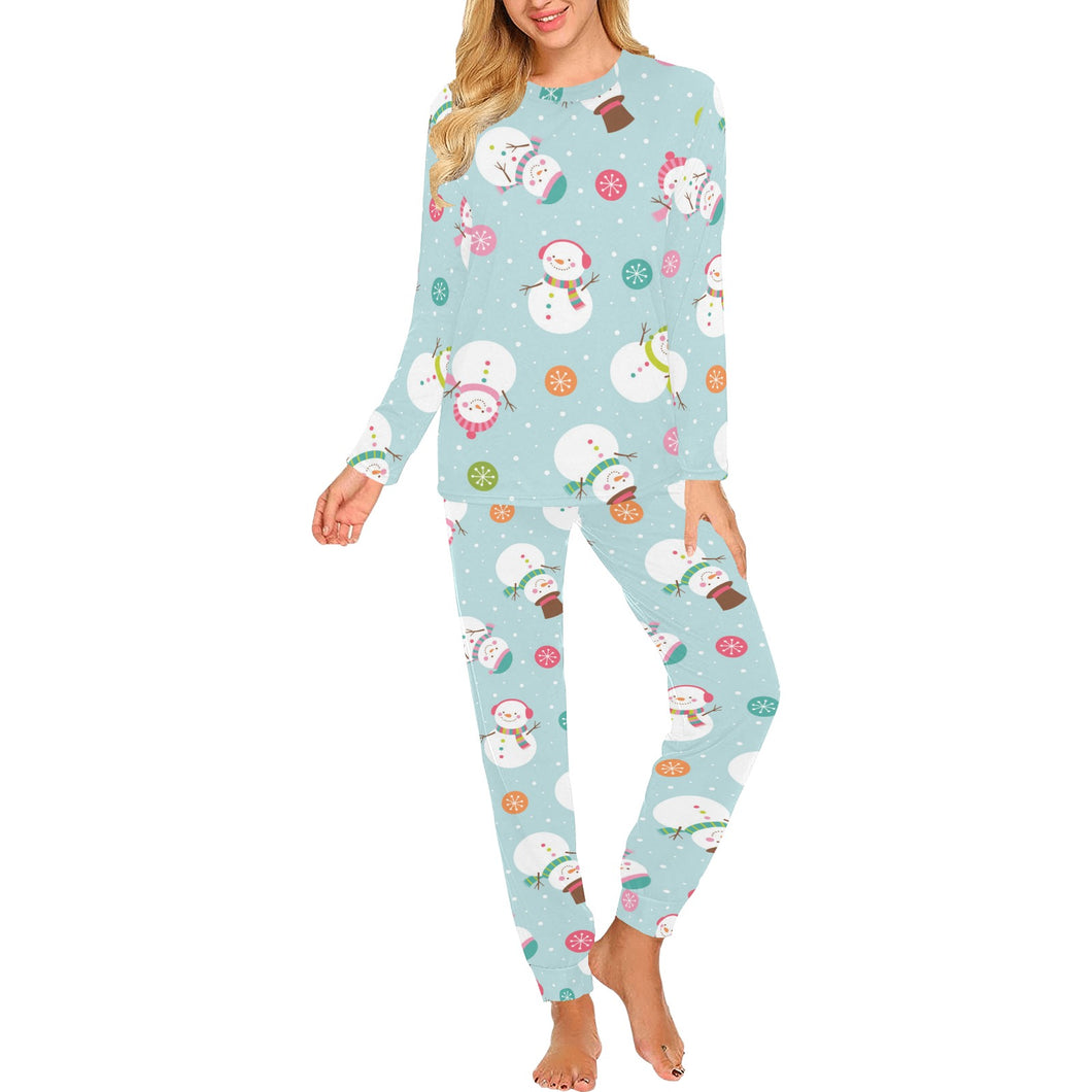 Cute snowman snowflake pattern Women's All Over Print Pajama Set