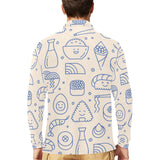 Cute sushi icon pattern Men's Long Sleeve Polo Shirt