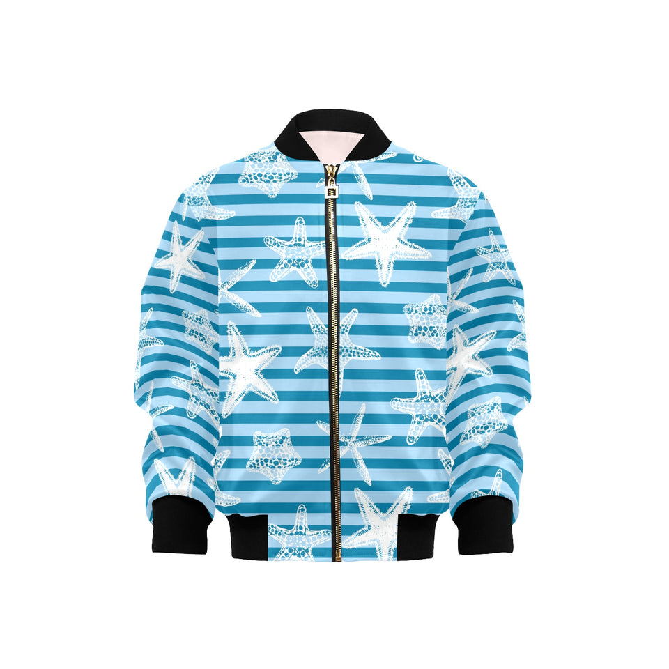 Starfish blue blackground Kids' Boys' Girls' Bomber Jacket