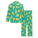 Pineapples pattern green background Men's Long Pajama Set