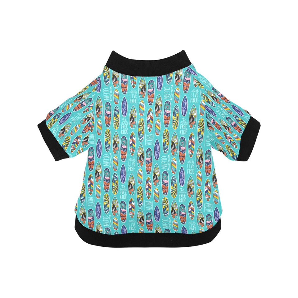 Surfboard Pattern Print Design 05 All Over Print Pet Dog Round Neck Fuzzy Shirt
