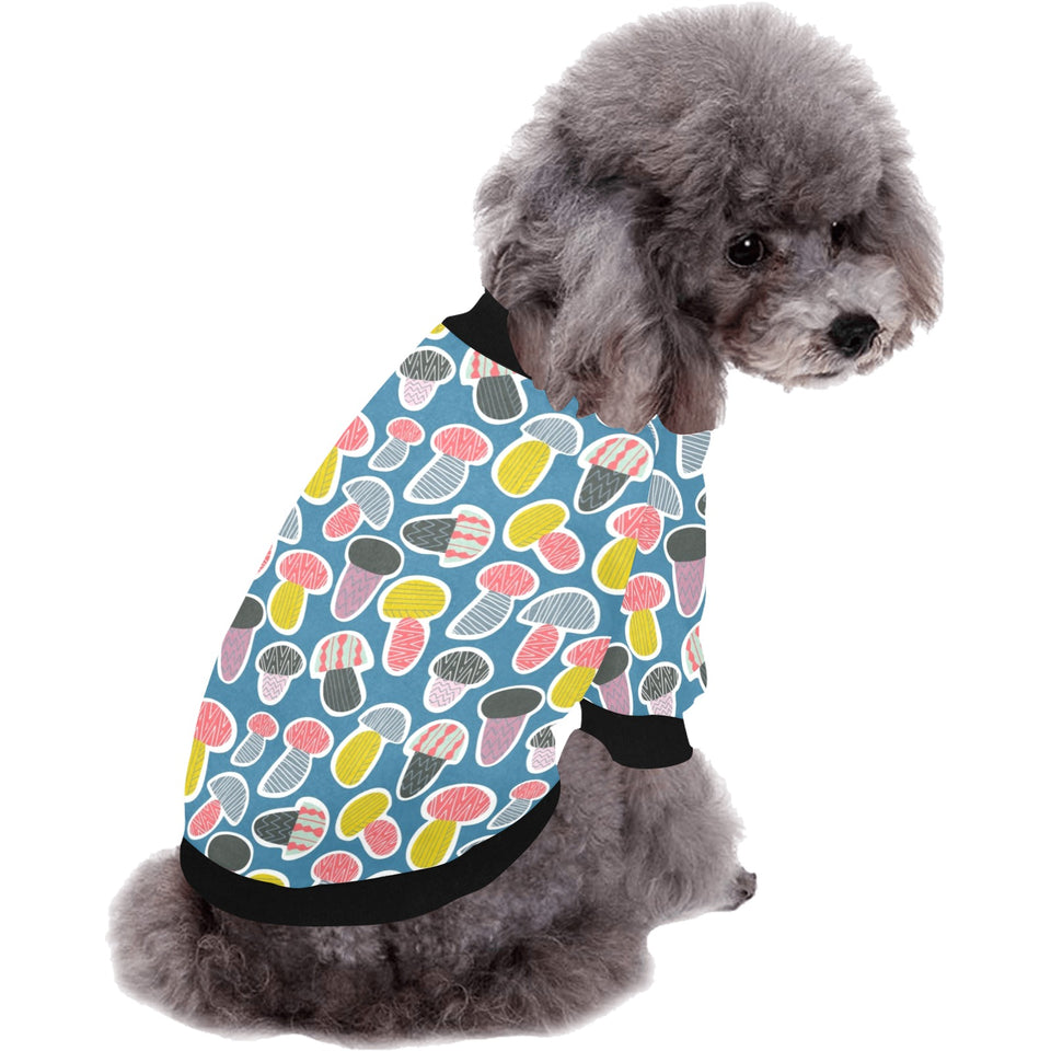 Colorful mushroom design pattern All Over Print Pet Dog Round Neck Fuzzy Shirt