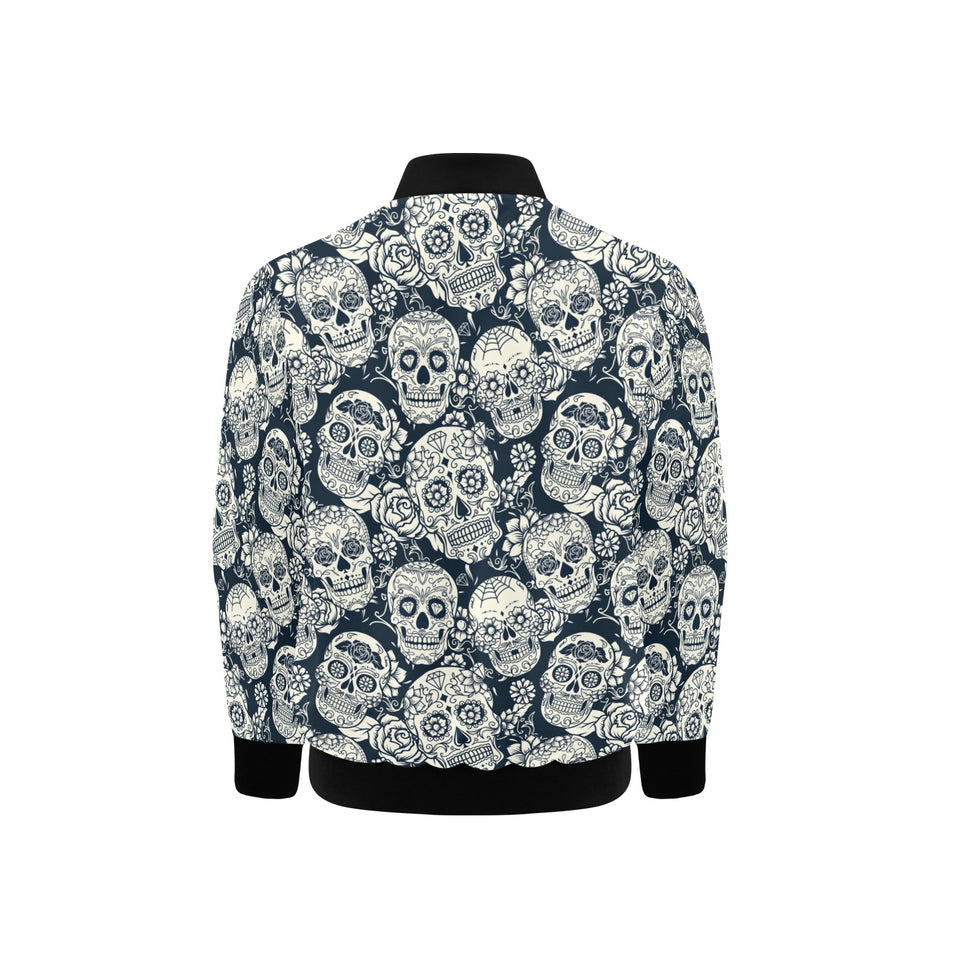 Sugar skull black white pattern Kids' Boys' Girls' Bomber Jacket