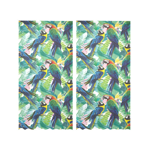 Colorful parrot exotic flower leaves Gauze Curtain