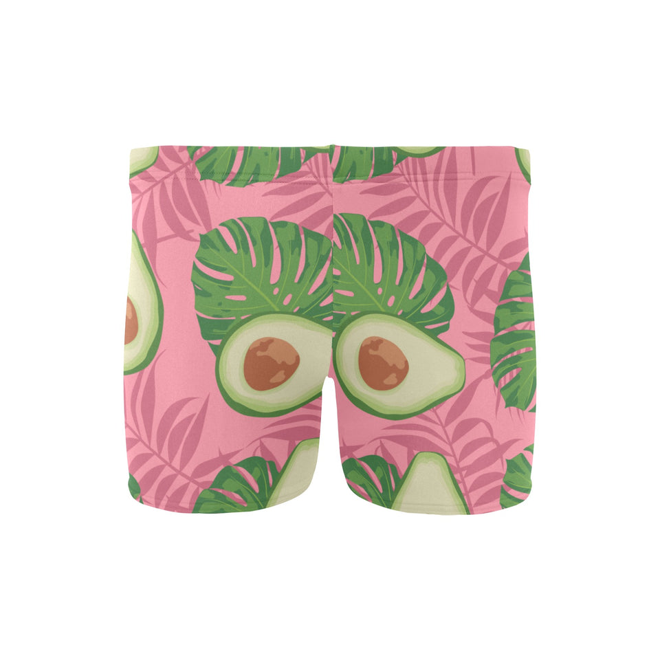 Avocado slices leaves pink back ground Men's Swimming Trunks