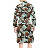 Coconut Pattern Print Design 03 Men's Long Sleeve Belted Night Robe