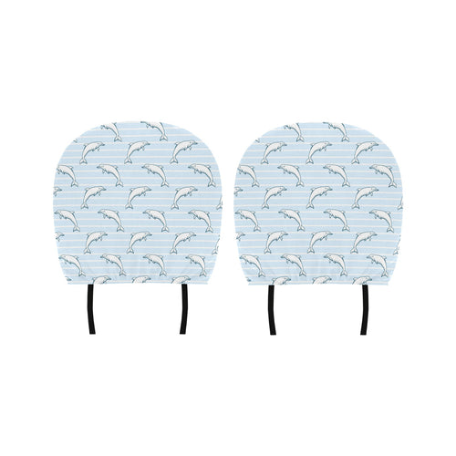 Dolphin blue striped background Car Headrest Cover