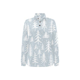 Christmas tree winter forest pattern Women's Long Sleeve Polo Shirt
