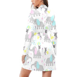 Cute elephant mouse pattern Women's Long Sleeve Belted Night Robe