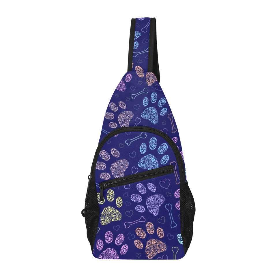 Dog Paws Pattern Print Design 02 All Over Print Chest Bag