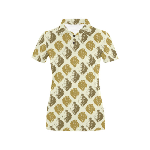 Lion Pattern Print Design 02 Women's All Over Print Polo Shirt