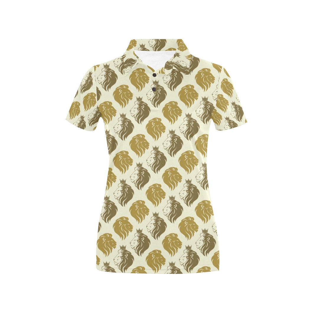 Lion Pattern Print Design 02 Women's All Over Print Polo Shirt