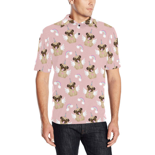 Cute unicorn pug pattern Men's All Over Print Polo Shirt
