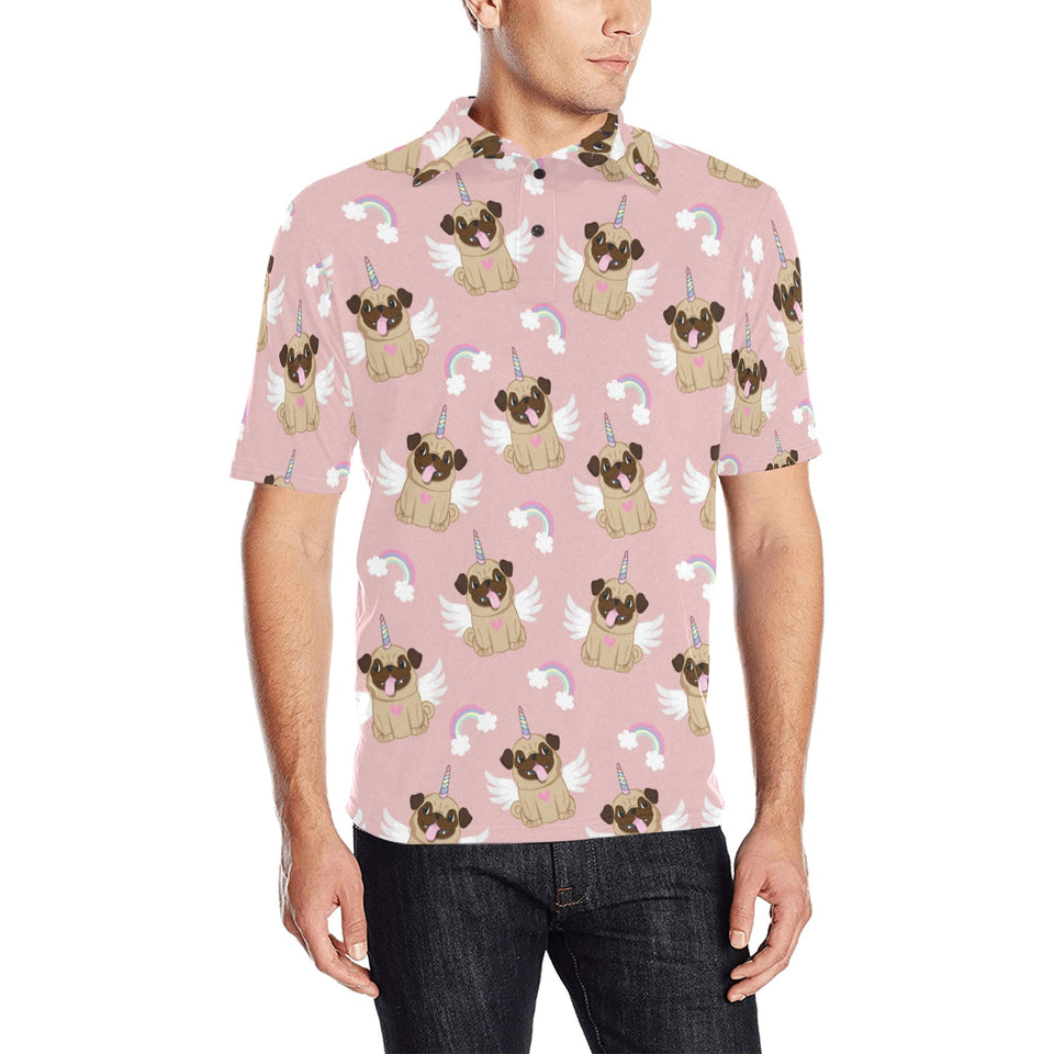 Cute unicorn pug pattern Men's All Over Print Polo Shirt
