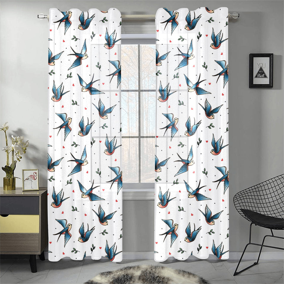 Swallow Pattern Print Design 04 Gauze Curtain