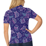 Cute owls pattern boho style ornament Women's All Over Print Polo Shirt