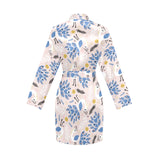 Cute peacock pattern Women's Long Sleeve Belted Night Robe