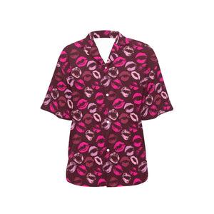 Lips Pattern Print Design 03 Women's All Over Print Hawaiian Shirt