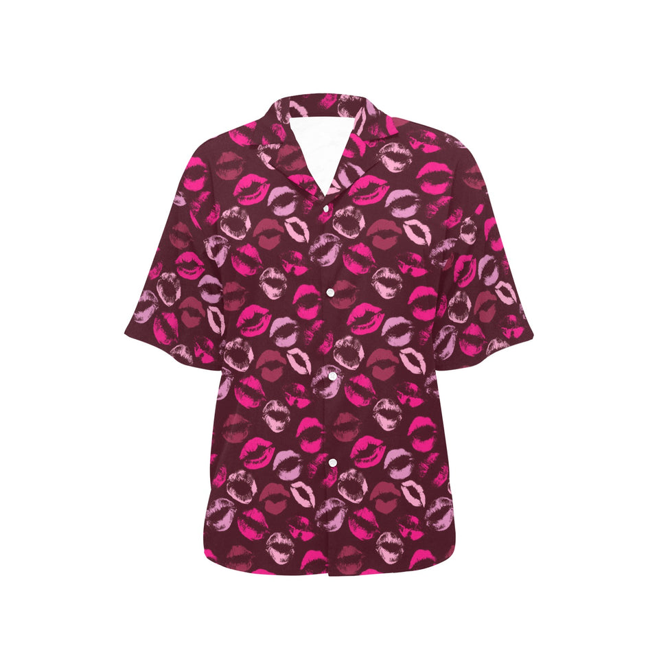Lips Pattern Print Design 03 Women's All Over Print Hawaiian Shirt