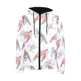Watercolor sea turtle jellyfish pattern Men's Padded Hooded Jacket