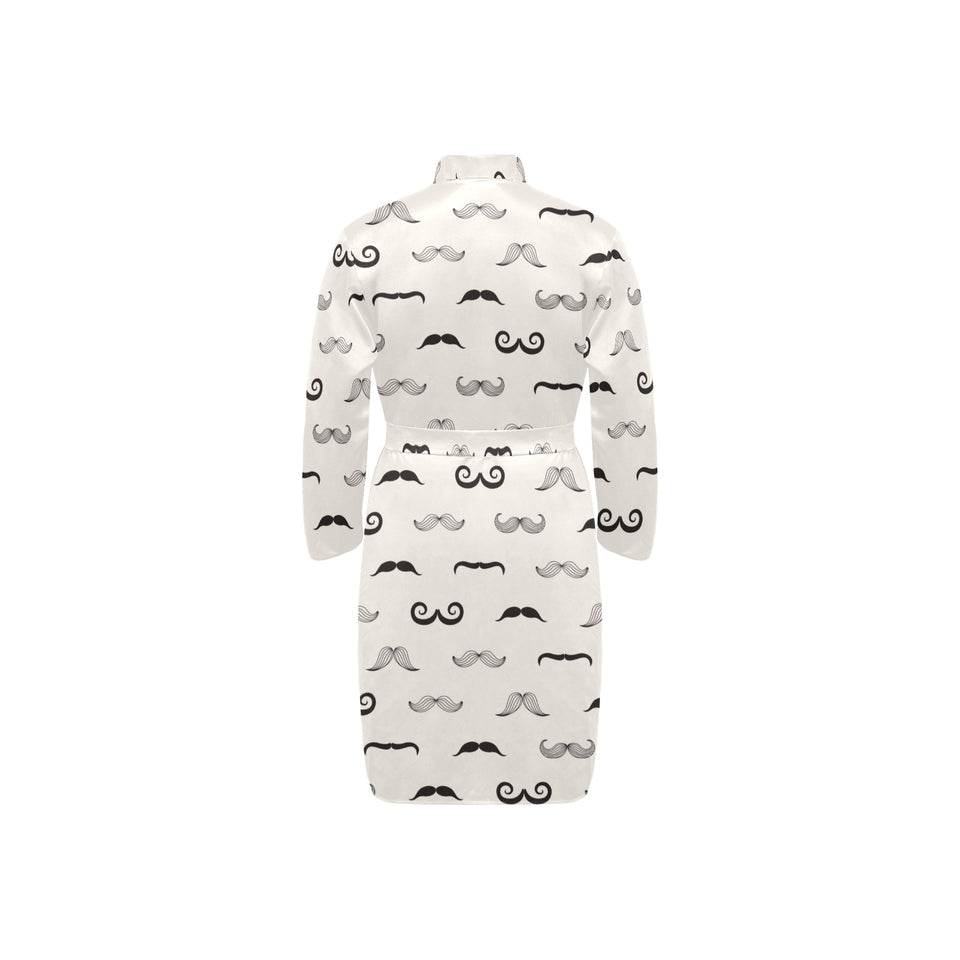Mustache Beard Pattern Print Design 05 Men's Long Sleeve Belted Night Robe