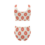 Grapefruit pattern Chest Bowknot High Waisted Bikini Swimsuit
