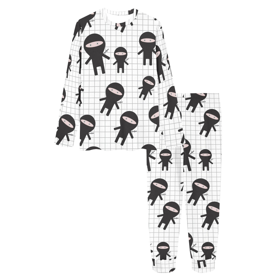 Ninja pattern plaid background Women's All Over Print Pajama Set