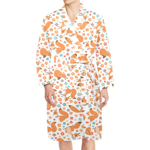 Squirrel Pattern Print Design 05 Men's Long Sleeve Belted Night Robe