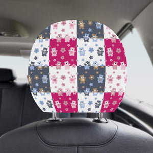 Teddy Bear Pattern Print Design 03 Car Headrest Cover