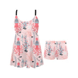 Octopus winter hat garland Fish candy Seaweed Cora Chest Sexy Pleated Two Piece Swim Dress