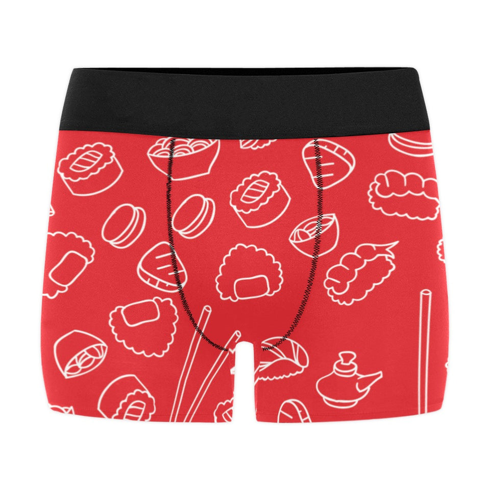 sushi pattern red background Men's All Over Print Boxer Briefs Men's Underwear