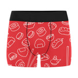 sushi pattern red background Men's All Over Print Boxer Briefs Men's Underwear