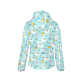 Llama alpaca cactus leaves pattern Women's Padded Hooded Jacket