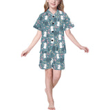 Cute rabbit pattern Kids' Boys' Girls' V-Neck Short Pajama Set