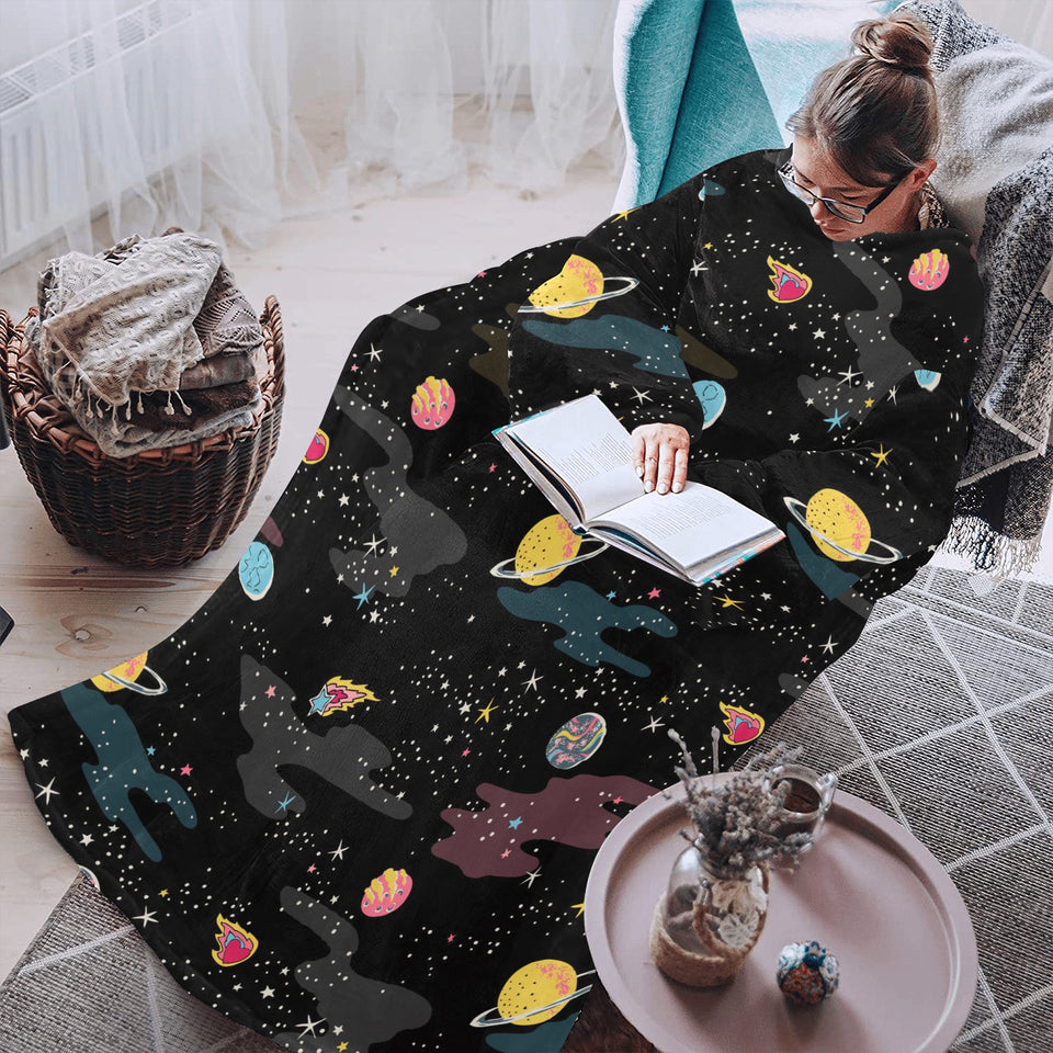 space pattern Blanket Robe with Sleeves