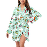 Helicopter design pattern Women's Long Sleeve Belted Night Robe
