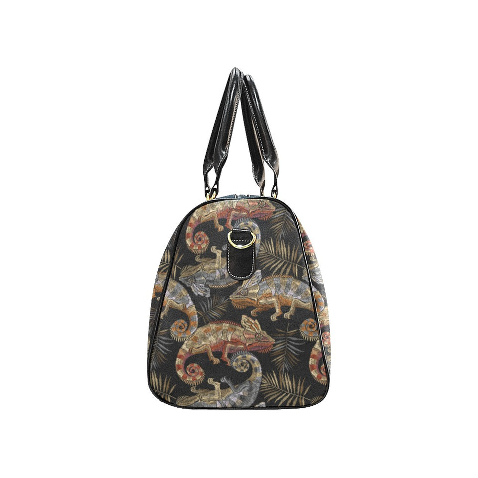Chameleon lizard tropical leaves palm tree Travel Bag
