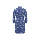 Seagull Pattern Print Design 03 Men's Long Sleeve Belted Night Robe