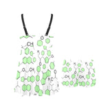 Chemistry Periodic Table Pattern Print Design 03 Chest Sexy Pleated Two Piece Swim Dress