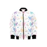 colorful unicorn rainbow heart pattern Kids' Boys' Girls' Bomber Jacket